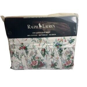 Vintage Ralph Lauren Blaine Floral Ruffled Queen Flat Sheet 200TC NOS 1989 Read